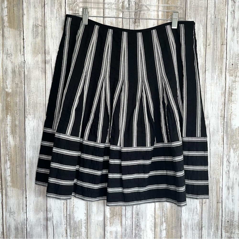Talbots Black & White Mixed Stripe Midi Skirt - Picture 1 of 5